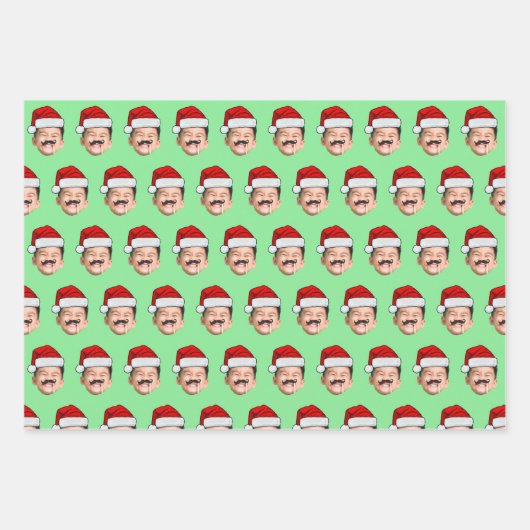Santa Hat Face Gift Wrap, Custom Face Inpakpapier Vel (Voorkant 3)