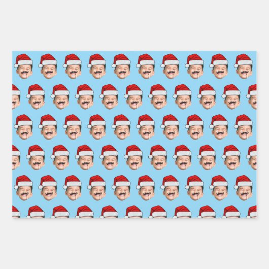 Santa Hat Face Gift Wrap, Custom Face Inpakpapier Vel (Voorkant 2)