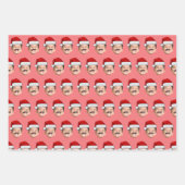 Santa Hat Face Gift Wrap, Custom Face Inpakpapier Vel (Voorkant)