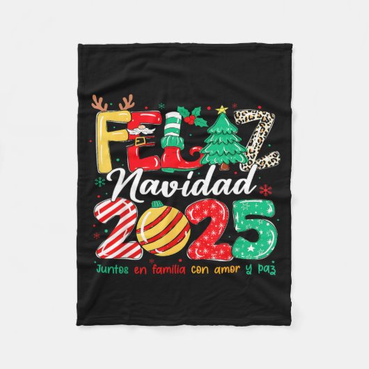 Santa Hat Family Christmas Matching Funny Feliz Na Fleece Deken (Voorkant)