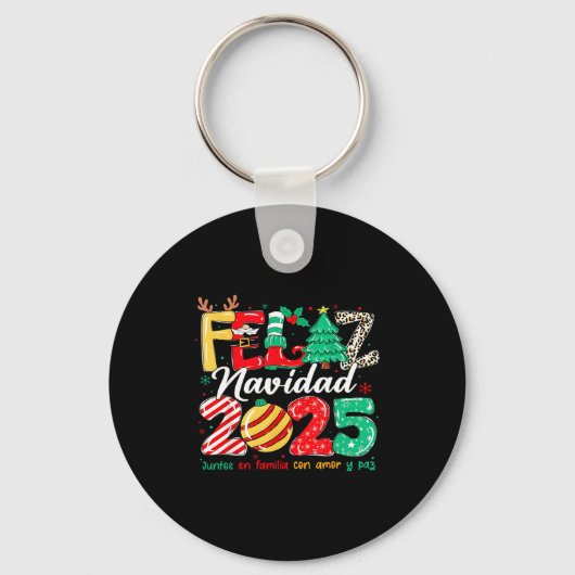 Santa Hat Family Christmas Matching Funny Feliz Na Sleutelhanger (Voorkant)