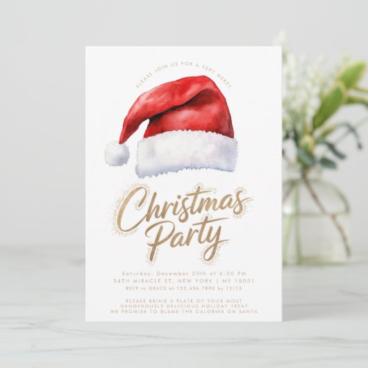 Santa Hat Feestelijk Kerstfeest Kaart (Staand voorkant)