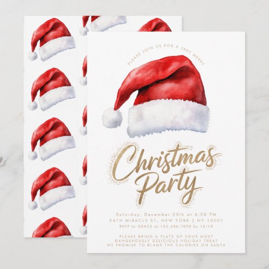 Santa Hat Feestelijk Kerstfeest Kaart (Voorkant / Achterkant)