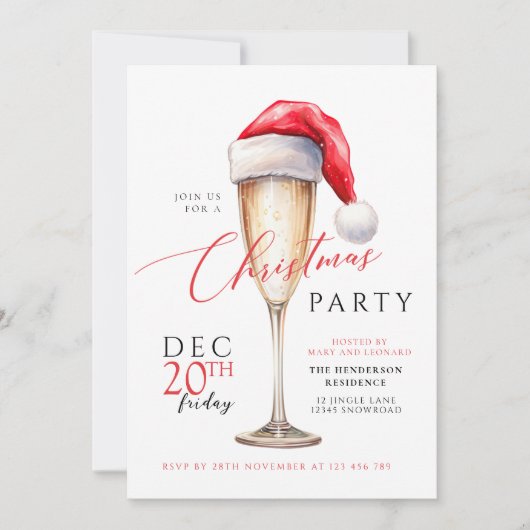 Santa Hat Feestelijk Kerstfeest Kaart (Voorkant)