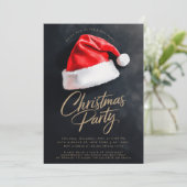 Santa Hat Feestelijke Zwarte Kerstfeest Kaart (Staand voorkant)