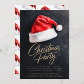 Santa Hat Feestelijke Zwarte Kerstfeest Kaart (Voorkant / Achterkant)