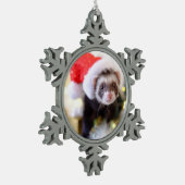 Santa Hat Ferret Kerstmis Tin Sneeuwvlok Ornament (Links)