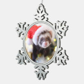 Santa Hat Ferret Kerstmis Tin Sneeuwvlok Ornament (Rechts)
