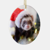 Santa Hat Ferret kerstversiering Keramisch Ornament (Rechts)