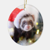 Santa Hat Ferret kerstversiering Keramisch Ornament (Links)