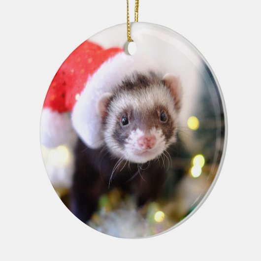 Santa Hat Ferret kerstversiering Keramisch Ornament (Links)