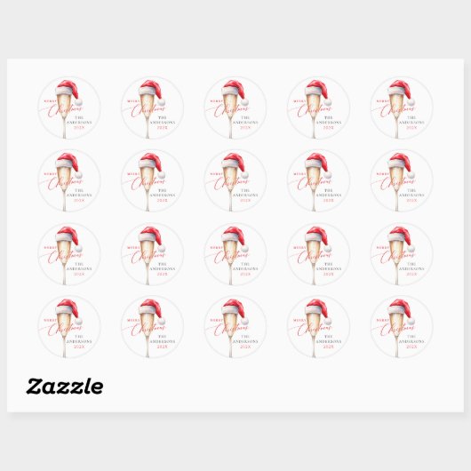Santa Hat Festive Christmas Party Ronde Sticker (Vel)
