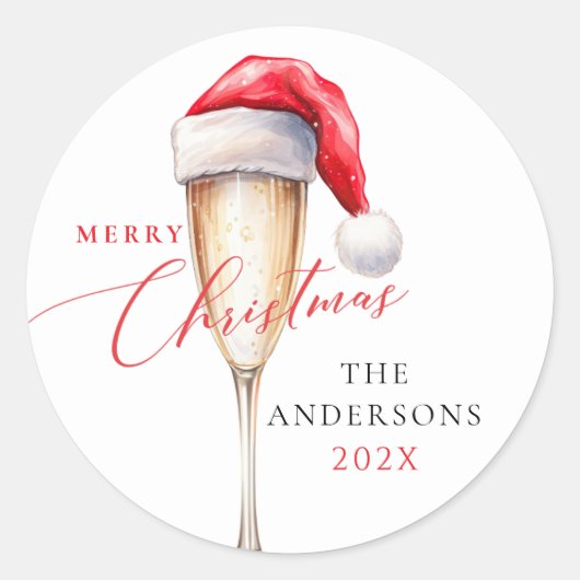 Santa Hat Festive Christmas Party Ronde Sticker (Voorkant)