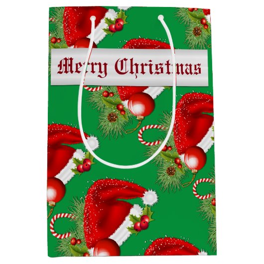 Santa Hat Festive kerstgroen Medium Cadeauzakje (Voorkant)