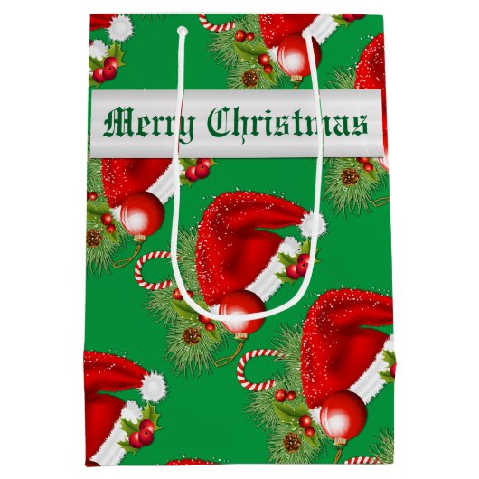 Santa Hat Festive kerstgroen Medium Cadeauzakje (Achterkant)