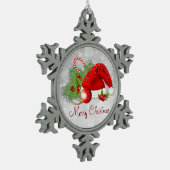Santa Hat Festive Kerstmis Snowflake Ornament (Links)