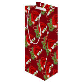 Santa Hat Festive-kerstrode wijn met cadeautas (Achterkant Gekanteld)