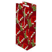 Santa Hat Festive-kerstrode wijn met cadeautas (Voorkant Gekanteld)