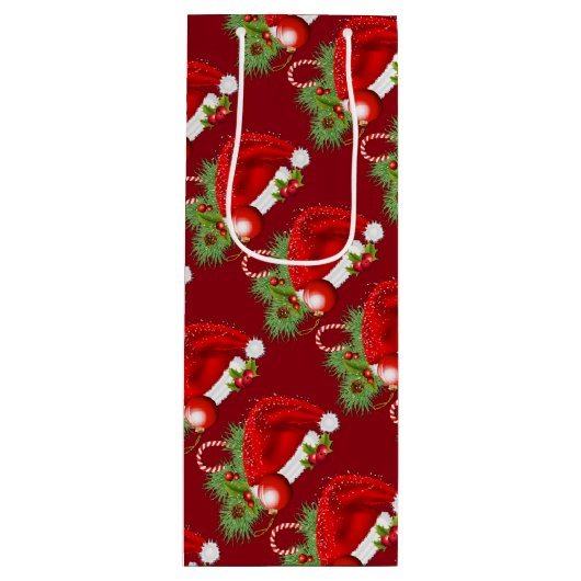Santa Hat Festive-kerstrode wijn met cadeautas (Voorkant)