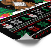 Santa Hat Field Spaniel Hond Xmas Tree Lights Ugly Poster (Hoek)