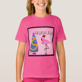 Santa Hat Flamingo Girl's T-Shirt