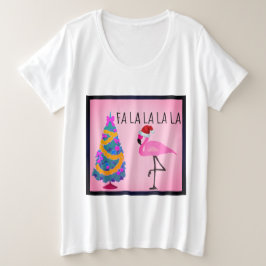 Santa Hat Flamingo Women's Curvy Size T-Shirt