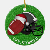 Santa Hat Football and Helmet Christmas  Keramisch Ornament (Voorkant)