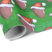 Santa Hat Football op groen Cadeaupapier (Rol Hoek)