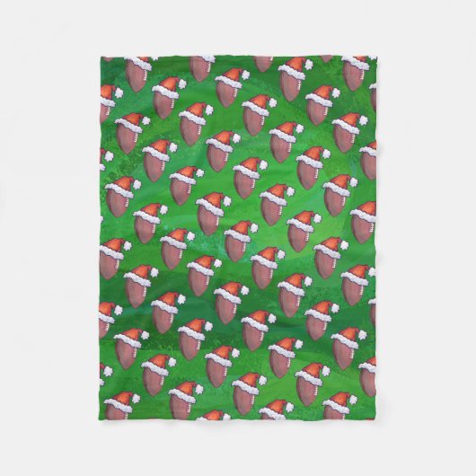 Santa Hat Football op groen Fleece Deken (Voorkant)