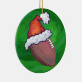 Santa Hat Football op groen Keramisch Ornament (Rechts)