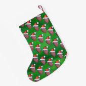 Santa Hat Football op groen Kleine Kerstsok (Achterkant (Hangend))