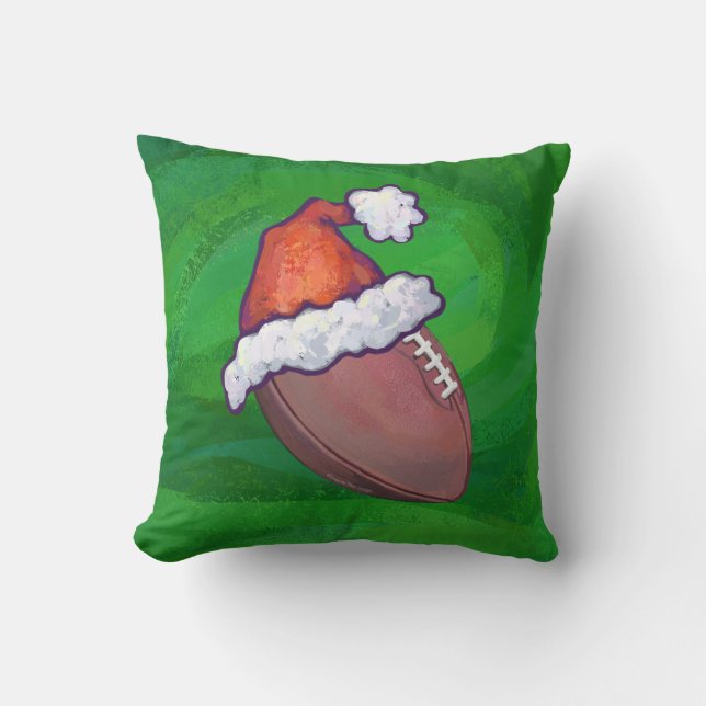 Santa Hat Football op groen Kussen (Voorkant)