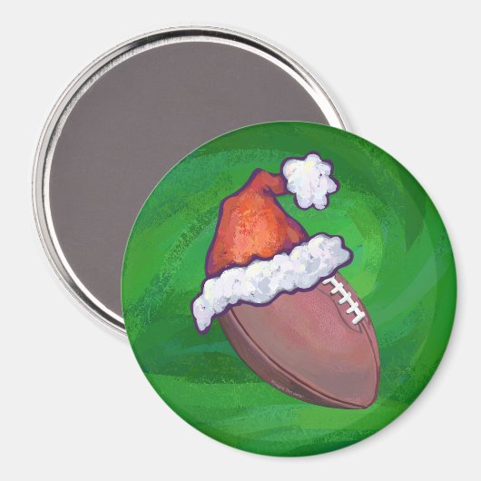 Santa Hat Football op groen Magneet (Voorkant / Achterkant)