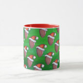 Santa Hat Football op groen Mok (Midden)