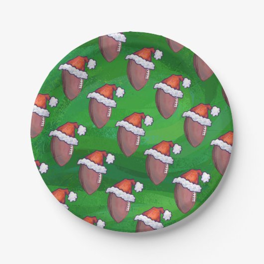 Santa Hat Football op groen Papieren Bordje (Voorkant)