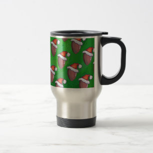 Santa Hat Football op groen Reisbeker