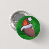 Santa Hat Football op groen Ronde Button 3,2 Cm (Voorkant /achterkant)