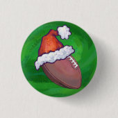 Santa Hat Football op groen Ronde Button 3,2 Cm (Voorkant)