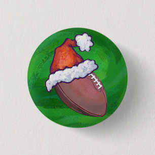 Santa Hat Football op groen Ronde Button 3,2 Cm