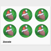 Santa Hat Football op groen Ronde Sticker (Vel)