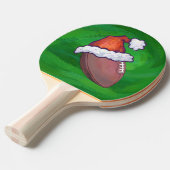Santa Hat Football op groen Tafeltennisbatje (Voorkant Gekanteld)