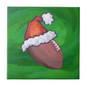 Santa Hat Football op groen Tegeltje (Voorkant)