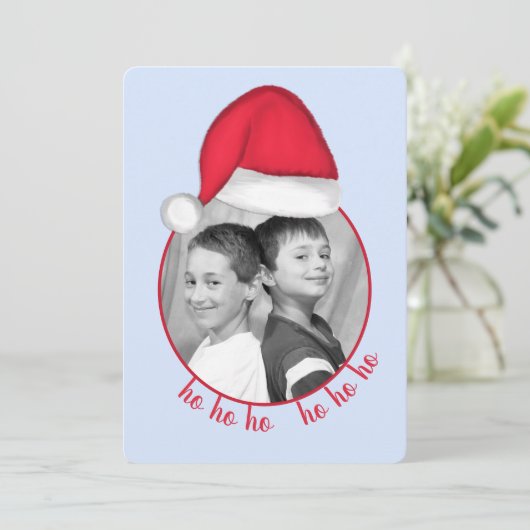 Santa Hat-fotokaart Kaart (Staand voorkant)
