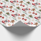 Santa Hat French Bulldog Christmas Cadeaupapier (Hoek)