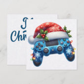 Santa Hat Game Controller Kerst Wenskaart (Voorkant / Achterkant)