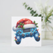 Santa Hat Game Controller Kerst Wenskaart (Staand voorkant)