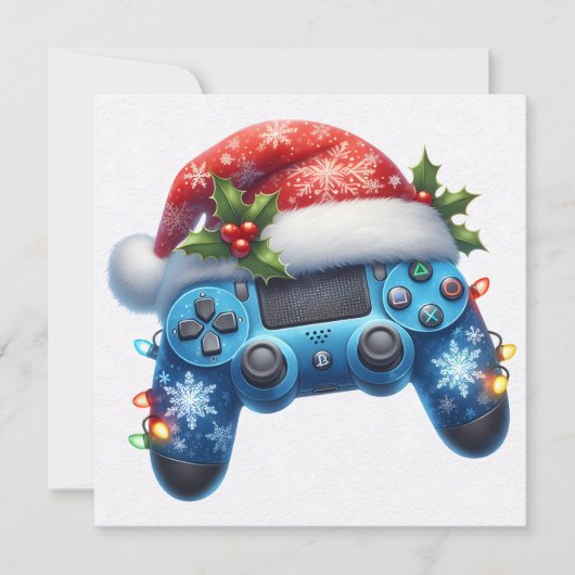 Santa Hat Game Controller Kerst Wenskaart (Voorkant)