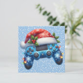 Santa Hat Game Controller Kerst Wenskaart (Staand voorkant)