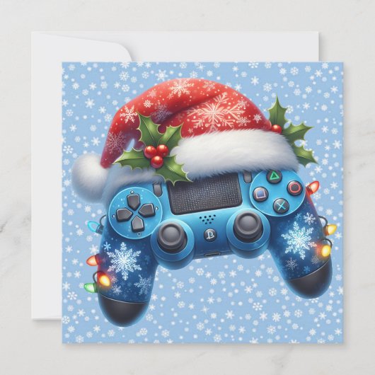 Santa Hat Game Controller Kerst Wenskaart (Voorkant)