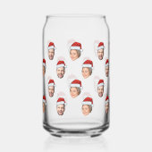 Santa Hat Gepersonaliseerd Gezicht 2 Foto Kerstcad Blikvorm Glas (Voorkant)